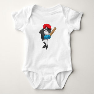 Killer whale bij Cricket met cricket bat Romper