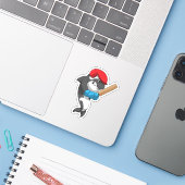 Killer whale bij Cricket met cricket bat Sticker (Laptop met iPhone)