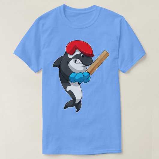 Killer whale bij Cricket met cricket bat T-shirt (Design voorkant)