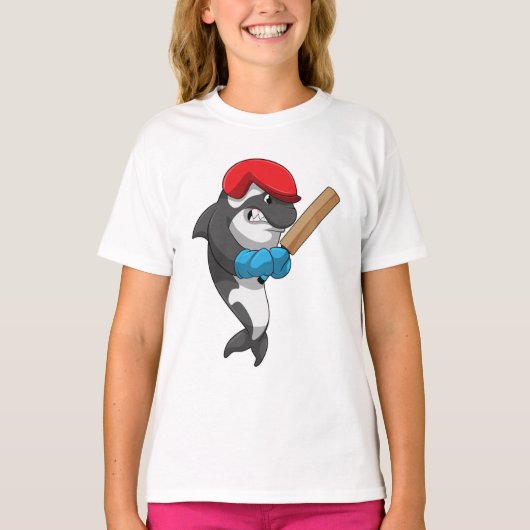 Killer whale bij Cricket met cricket bat T-shirt (Voorkant)