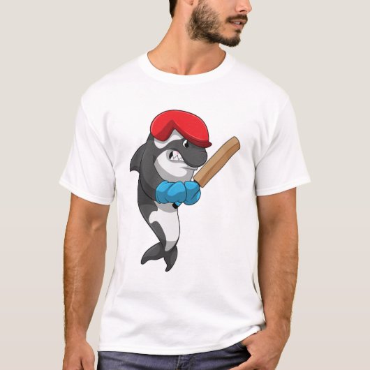 Killer whale bij Cricket met cricket bat T-shirt (Voorkant)