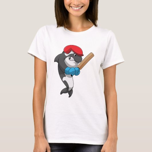 Killer whale bij Cricket met cricket bat T-shirt (Voorkant)