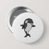 Killer whale bij Yoga Fitness permanent Ronde Button 7,6 Cm (Voorkant /achterkant)