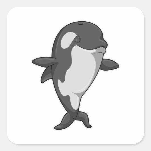 Killer whale bij Yoga Fitness permanent Vierkante Sticker (Voorkant)