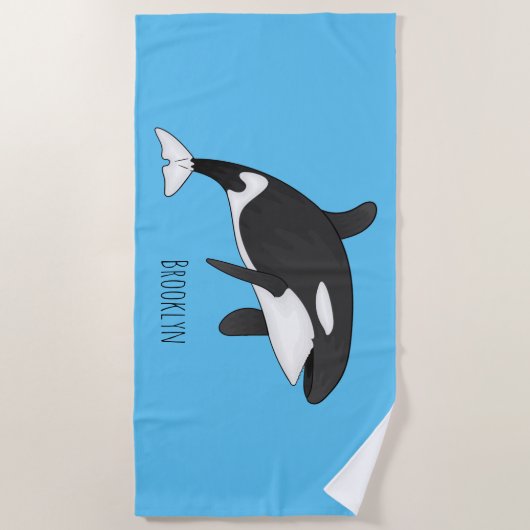 Killer whale cartoon illustration strandlaken (Voorkant)