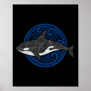 Killer Whale Design Ocean Waves Mannen Boys Kinder Poster