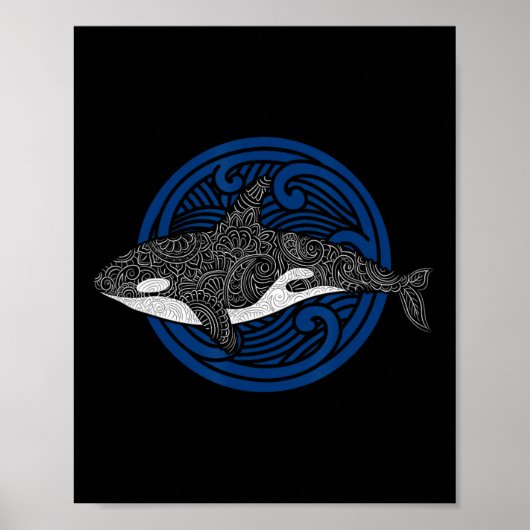 Killer Whale Design Ocean Waves Mannen Boys Kinder Poster (Voorkant)
