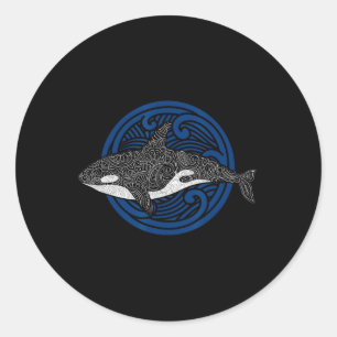 Killer Whale Design Ocean Waves Mannen Boys Kinder Ronde Sticker