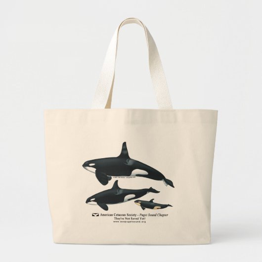 Killer Whale Family Beach-tas Grote Tote Bag (Voorkant)
