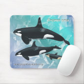 Killer Whale Family Mousepad Blue Waterverf kg Muismat (Met muis)