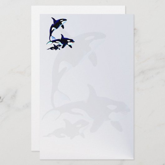 Killer Whale Family Stapery2_vertical.v2. Briefpapier (Voorkant / Achterkant)