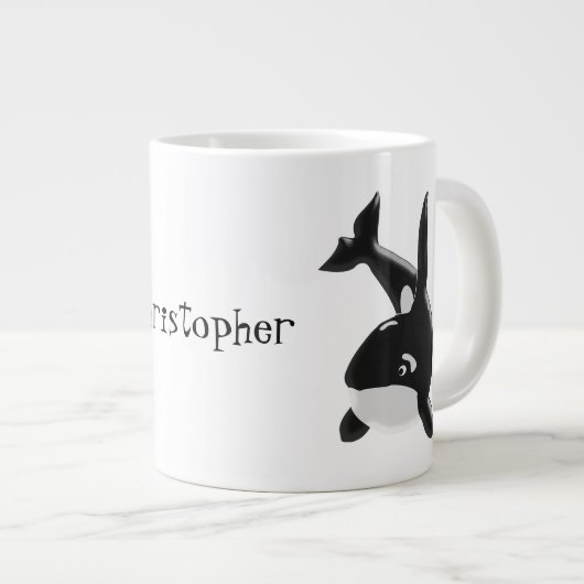 Killer Whale gepersonaliseerd Grote Koffiekop (Voorkant rechts)