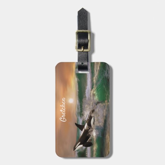 Killer Whale in Rough Zee Bagagelabel (Voorkant verticaal)