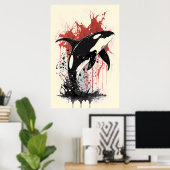 Killer Whale Ink Painting Poster (Thuiskantoor)