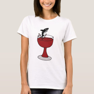 Killer Whale Jumping in Red Wine Glass T-shirt