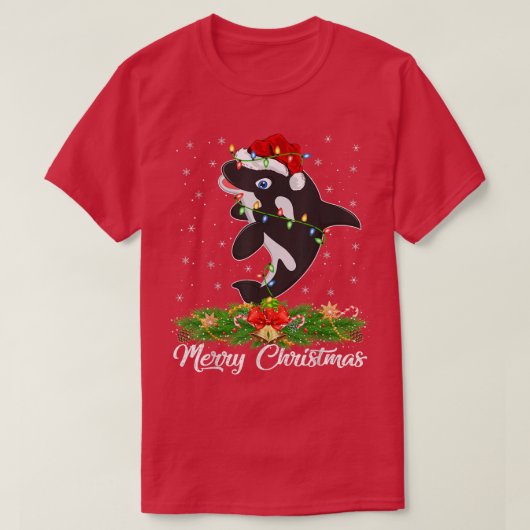 Killer Whale Lover Matching Santa Hat Killer Whale T-shirt (Design voorkant)