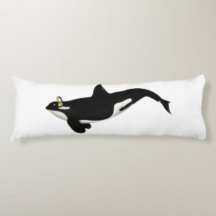 Killer Whale Luistert naar muziekgele hoofdtelefoo Lichaamskussen