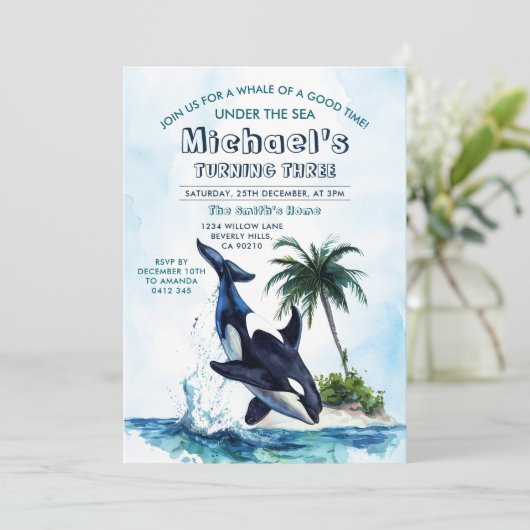 Killer Whale of a Good Time Ocean Zee Verjaardag Kaart (Staand voorkant)