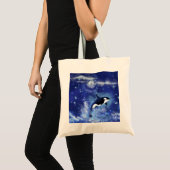 Killer Whale op Blue Full Moon Canvas tas (Voorkant (product))