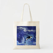 Killer Whale op Blue Full Moon Canvas tas (Voorkant)