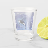 Killer Whale op Blue Full Moon Shot Glass Glas (Achterkant)