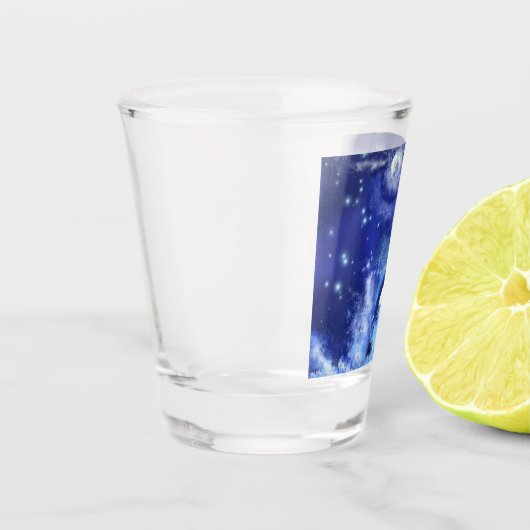Killer Whale op Blue Full Moon Shot Glass Shot Glas (Links)