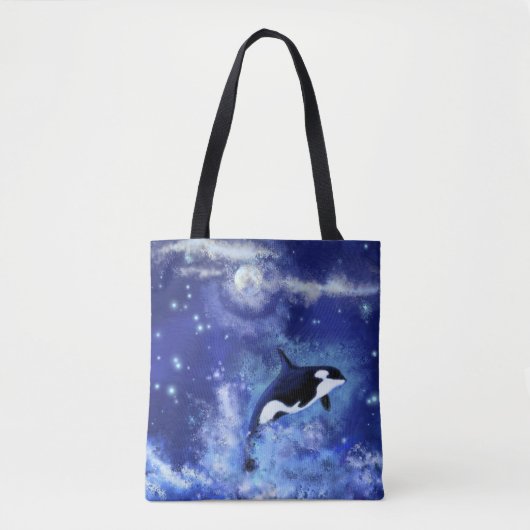Killer Whale op Full Moon Blue Canvas tas (Voorkant)