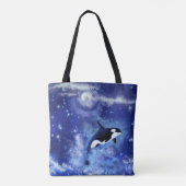 Killer Whale op Full Moon Blue Canvas tas (Achterkant)