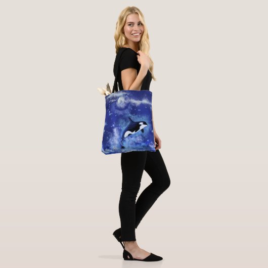 Killer Whale op Full Moon Blue Canvas tas (Op model)