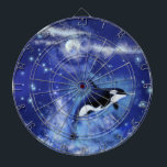 Killer Whale op Full Moon Dart Board - Blauw Dartbord<br><div class="desc">Killer Whales on Full Moon</div>