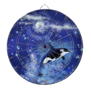 Killer Whale op Full Moon Dart Board - Blauw Dartbord