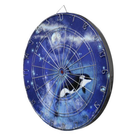 Killer Whale op Full Moon Dart Board - Blauw Dartbord (Voorkant Rechts)