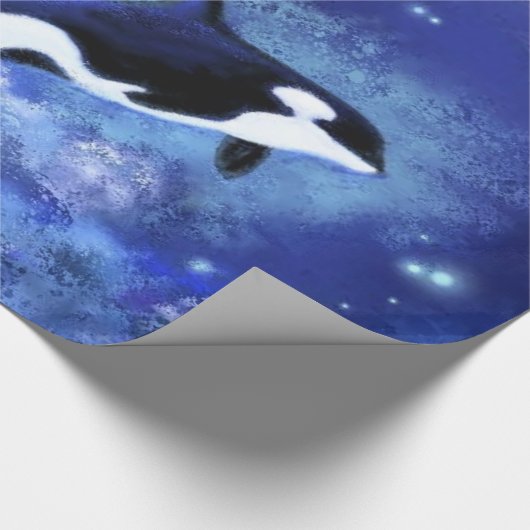 Killer Whale op Full Moon Wrapping Paper Cadeaupapier (Hoek)