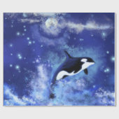Killer Whale op Full Moon Wrapping Paper Cadeaupapier (Vlak)