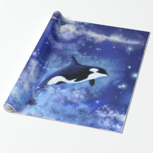 Killer Whale op Full Moon Wrapping Paper Cadeaupapier