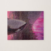 Killer Whale Orca en Pink/Magenta Northern Lights Legpuzzel (Horizontaal)