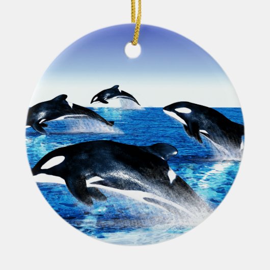 Killer Whale Pod Keramisch Ornament (Voorkant)
