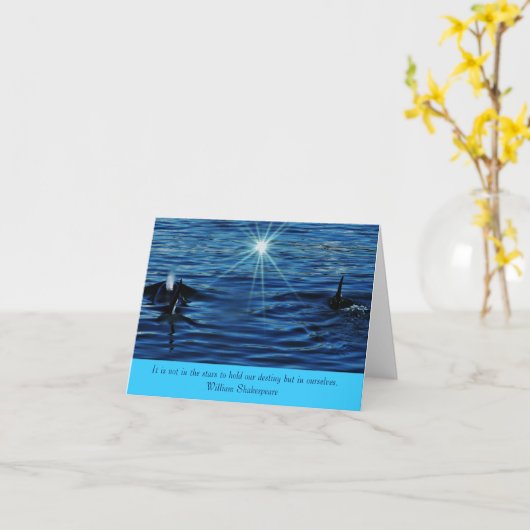 Killer Whale Starlight Zee inspirerend groet Kaart (Gele Bloem)