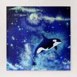 Killer Whale Swimming on Full Moon - Mooi Legpuzzel