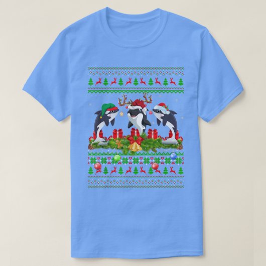 Killer Whale Xmas-verlichting voor de kerstman T-shirt (Design voorkant)