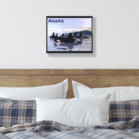 Killer Whales - Alaska Postage Canvas Afdruk (Insitu (Slaapkamer))