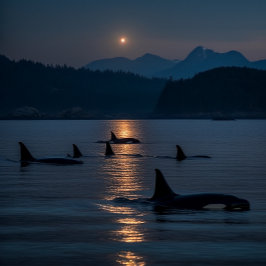 Killer Whales at Night - Orca Jigzaag Puzzle Legpuzzel