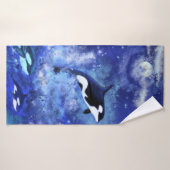 Killer Whales Blauw Volle Maan Badhanddoek (Badhanddoek)