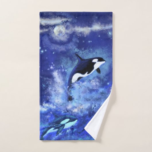 Killer Whales Blauw Volle Maan Badhanddoek Set Bad Handdoek (Handdoek)