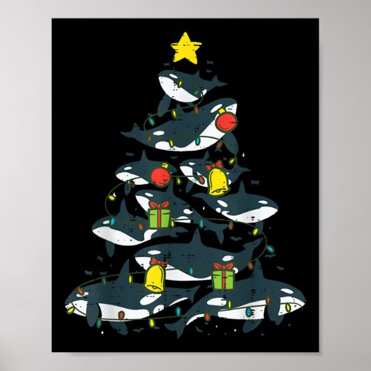 Killer Whales Christmas Tree Xmas Orca Women Men B Poster (Voorkant)