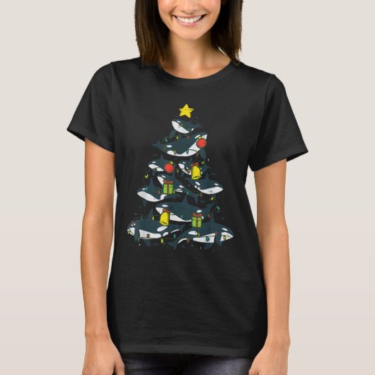 Killer Whales Christmas Tree Xmas Orca Women Men B T-shirt (Voorkant)