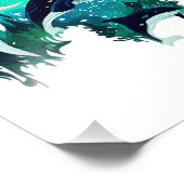 Killer Whales Cool Blue Natuur Illustratie Foto Afdruk (Hoek)