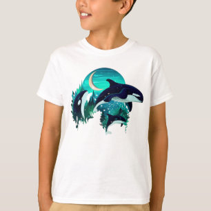 Killer Whales Cool Blue Natuur Illustratie T-shirt