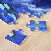 Killer Whales die zwemmen op Full Moon Jigzaag Puz Legpuzzel (Zijkant)