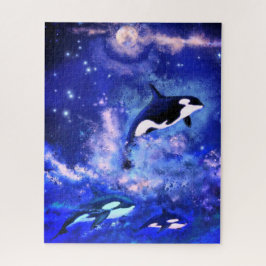 Killer Whales die zwemmen op Full Moon - Schittere Legpuzzel
